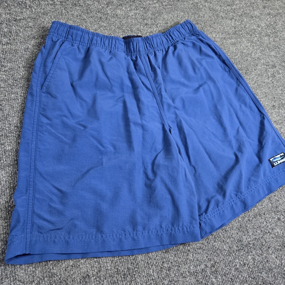 L.L.Bean Mens Shorts Medium Blue Nylon Mesh Lined Swim Trunks Drawstring Pockets